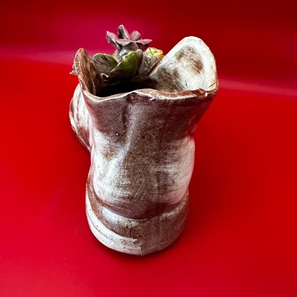 VTG 6.5" CERAMIC SHOE PLANTER FIGURINE w/ROSE - Picture 5 of 10